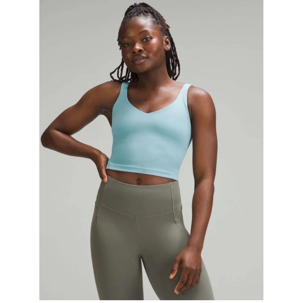 Lululemon Align Tank Top Tidal Teal Blue Nulu Yoga Crop Top Size 2 LW1DUDS